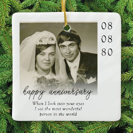 Adorno De Cerámica Wedding Anniversary Photo Heartfelt Message