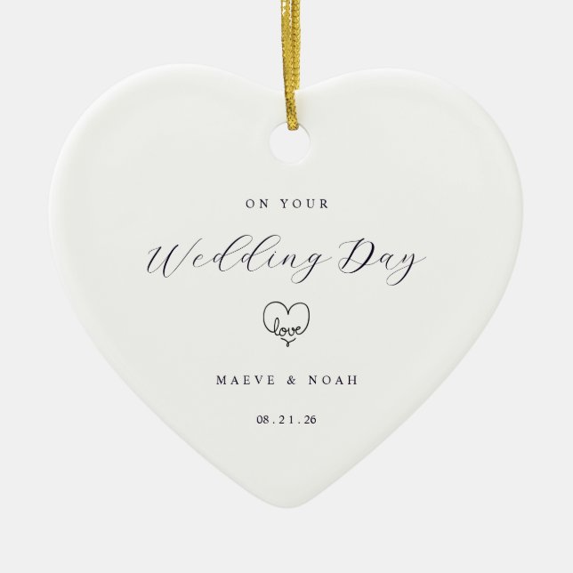 Adorno De Cerámica Wedding Gift Just Married Keepsake Ornament (Frente)
