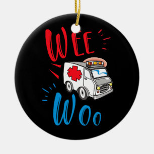 Adorno De Cerámica WEE WOO AMR. EMT AMR. Ambulancia paramédica