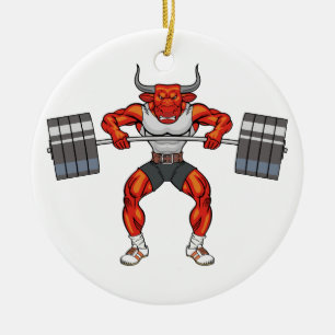 Adorno De Cerámica weight lifting bull 2