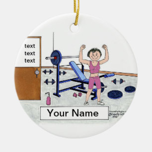 Adorno De Cerámica Weightlifter - femenino, regalo personalizado del