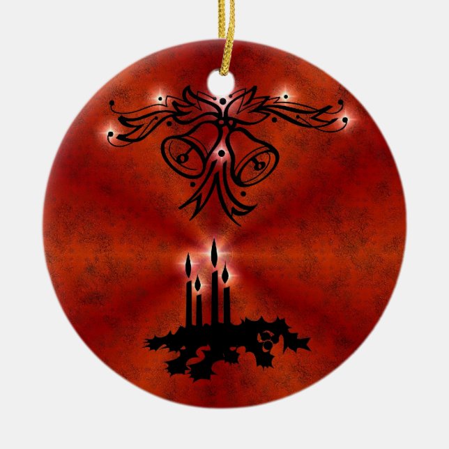 Adorno De Cerámica Weihnachts Ornamente mit Sterne auf rot (Frente)
