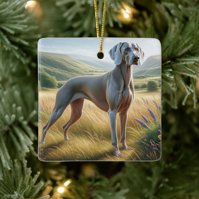 Adorno De Cerámica Weimaraner (Árbol)