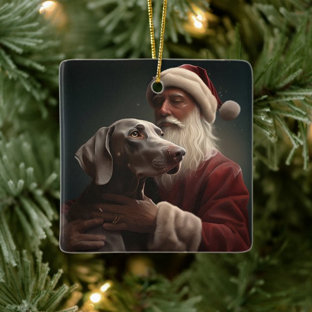 Adorno De Cerámica Weimaraner Con Navidades Festividades De Santa Cla (Árbol)