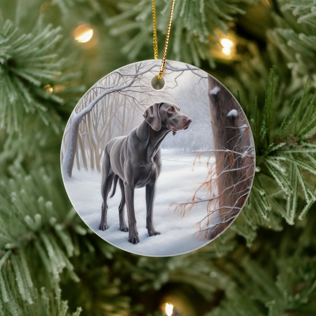 Adorno De Cerámica Weimaraner Deja Que Nieva A Navidades (Árbol)