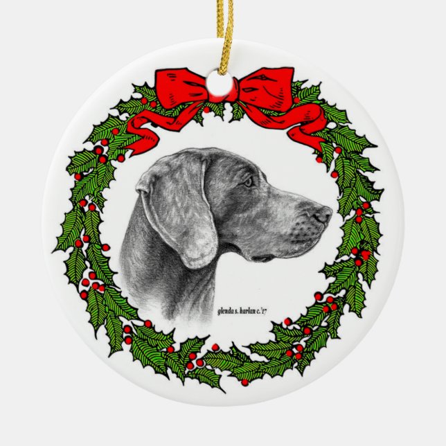 Adorno De Cerámica Weimaraner Dog Art de Glenda S. Harlan (Frente)