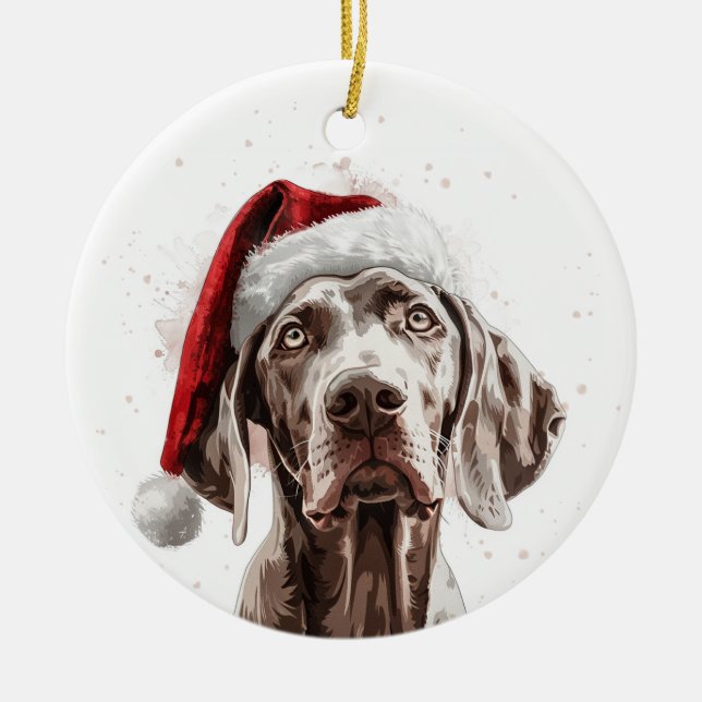 Adorno De Cerámica Weimaraner Dog Christmas Personalized (Frente)
