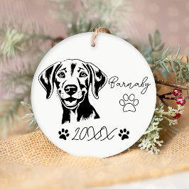 Adorno De Cerámica Weimaraner Dog Nombre y año personalizado