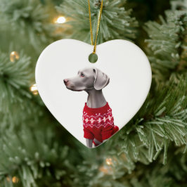 Adorno De Cerámica Weimaraner en Navidades Sweater