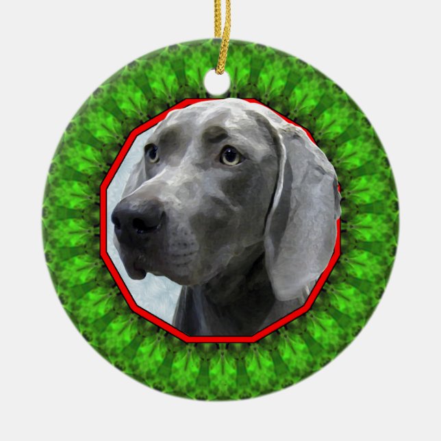 Adorno De Cerámica Weimaraner Howliday feliz (Frente)