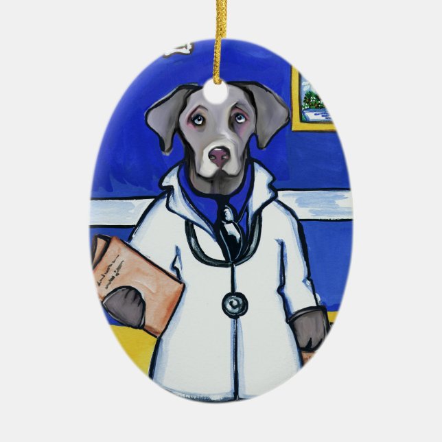 ADORNO DE CERÁMICA WEIMARANER MÉDICA (Frente)