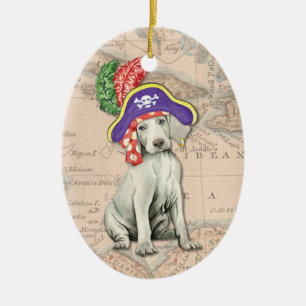 Adorno De Cerámica Weimaraner Pirate