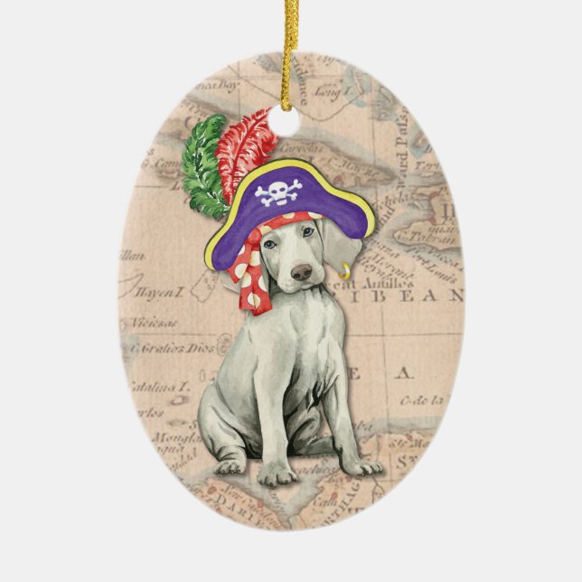 Adorno De Cerámica Weimaraner Pirate (Frente)