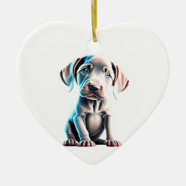 Adorno De Cerámica Weimaraner Puppy Personalizado