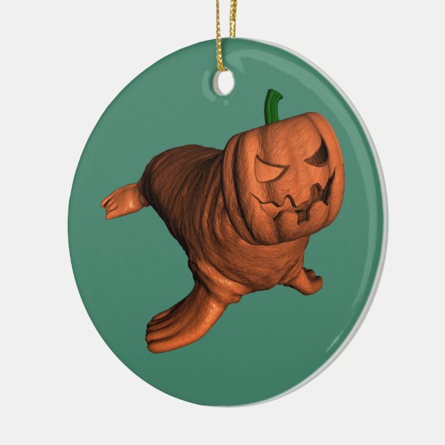 Adorno De Cerámica Weird Naranja Halloween Walrus (Izquierda)