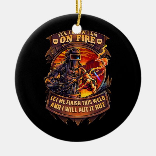 Adorno De Cerámica Welder Graciosamente Dice Soldadura Para Hombres (Frente)