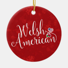 Adorno De Cerámica Welsh American Hearts Christmas Tree Ornament