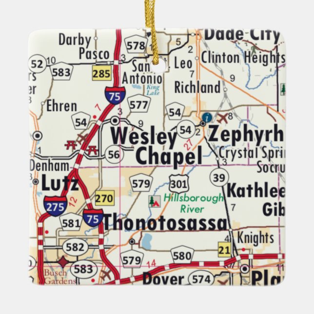 Adorno De Cerámica Wesley Chapel Florida Map (Anverso)