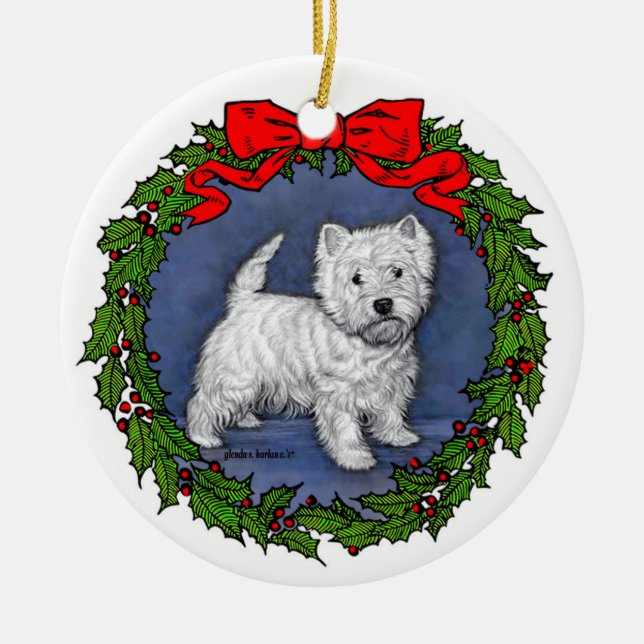 Adorno De Cerámica West Highland Terrier Art de Glenda S. Harlan (Frente)