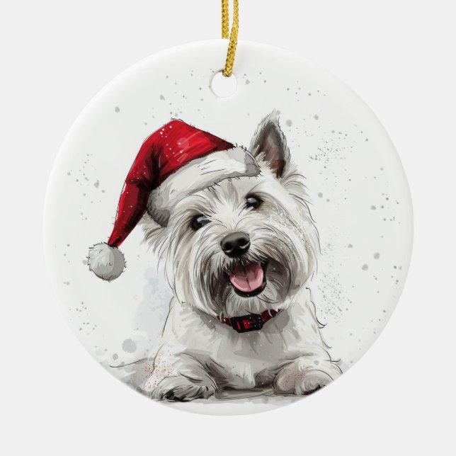 Adorno De Cerámica West Highland Terrier Dog Christmas Personalized (Frente)