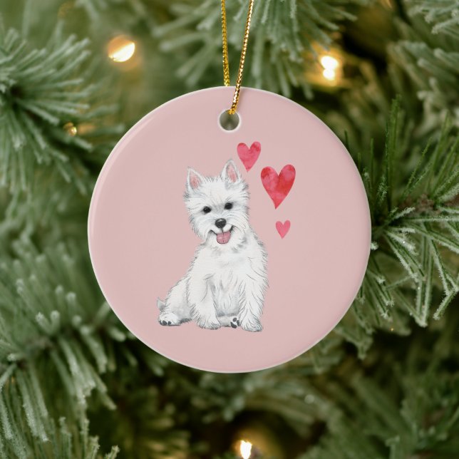 Adorno De Cerámica West Highland Terrier Personalizable Westie (Árbol)