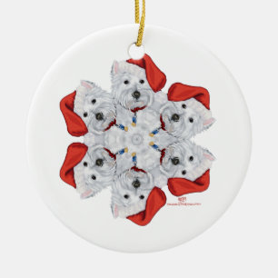 Adorno De Cerámica Westie Copo de Nieve