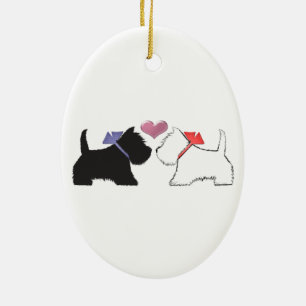 Adorno De Cerámica Westie lindo persigue arte