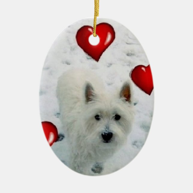 Adorno De Cerámica Westie personalizó navidad colgante de la (Frente)