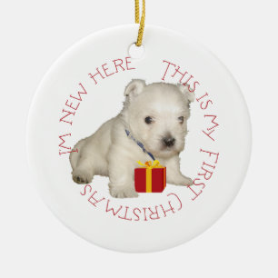 Adorno De Cerámica Westin Puppy Primera Navidad