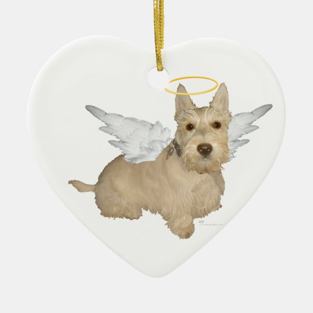 Adorno De Cerámica Wheaten Scottish Terrier Angel Ornament (Frente)