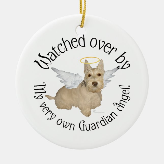 Adorno De Cerámica Wheaten Scottish Terrier Angel Ornament (Frente)