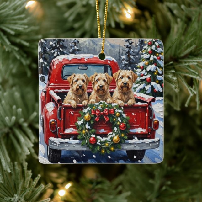 Adorno De Cerámica Wheaten Terrier Christmas Red Truck Holiday Gift (Árbol)