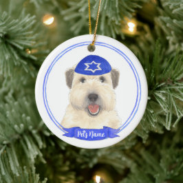 Adorno De Cerámica Wheaten Terrier Hanukkah Yarmulke