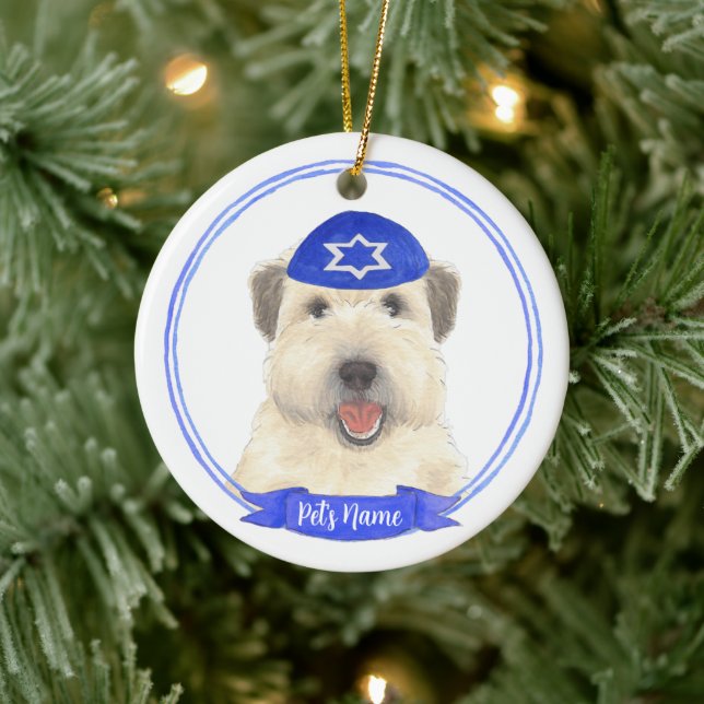 Adorno De Cerámica Wheaten Terrier Hanukkah Yarmulke (Árbol)