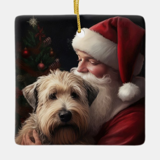 Adorno De Cerámica Wheaton Terrier Con Navidades festivos de Santa Cl (Anverso)