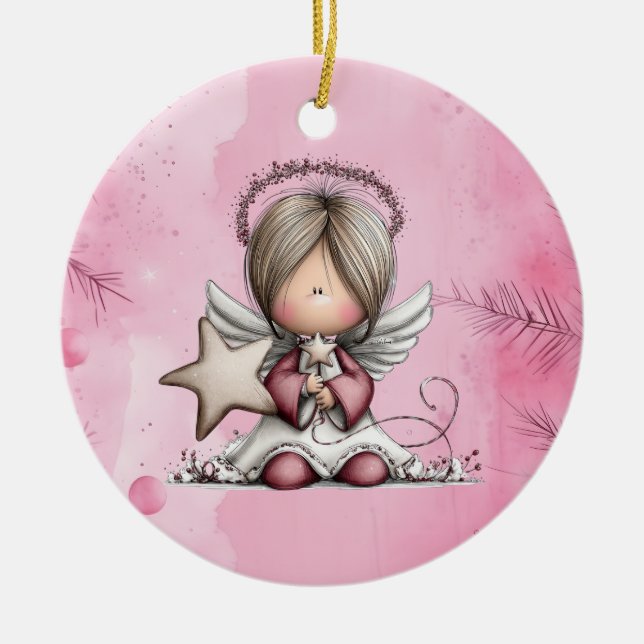 Adorno De Cerámica Whimsical Christmas Angel (Frente)