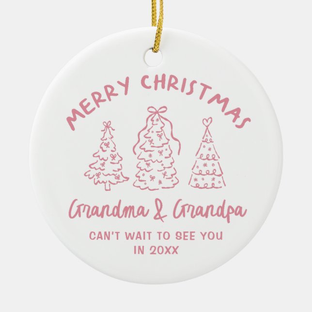 Adorno De Cerámica Whimsical Grandparents Pregnancy Announcement (Frente)
