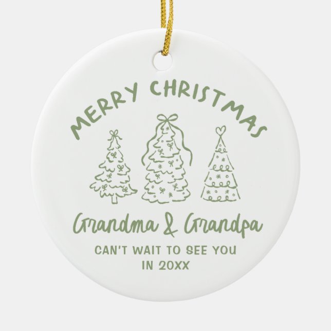 Adorno De Cerámica Whimsical Grandparents Pregnancy Announcement (Frente)