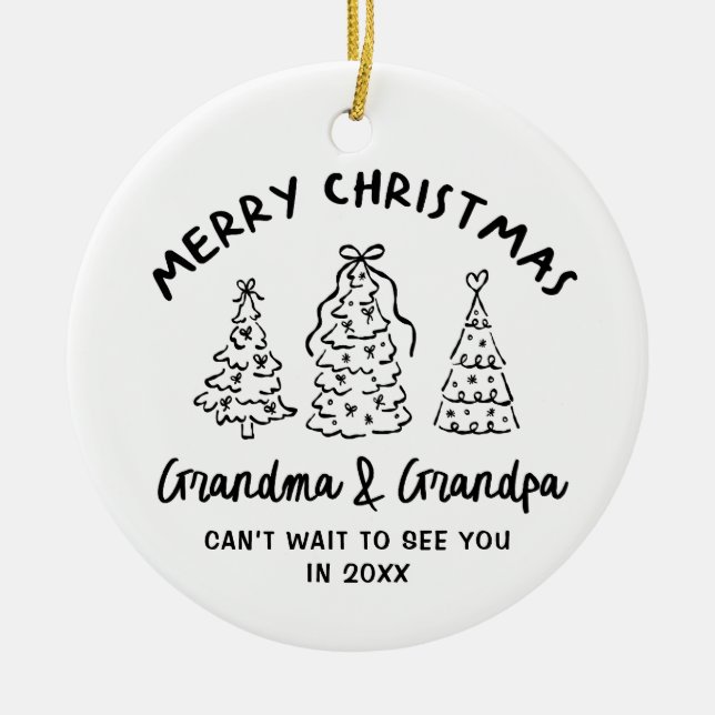 Adorno De Cerámica Whimsical Grandparents Pregnancy Announcement (Frente)