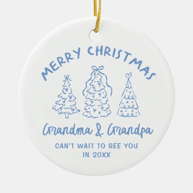 Adorno De Cerámica Whimsical Grandparents Pregnancy Announcement (Frente)
