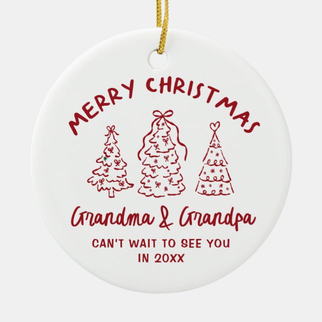 Adorno De Cerámica Whimsical Grandparents Pregnancy Announcement (Frente)
