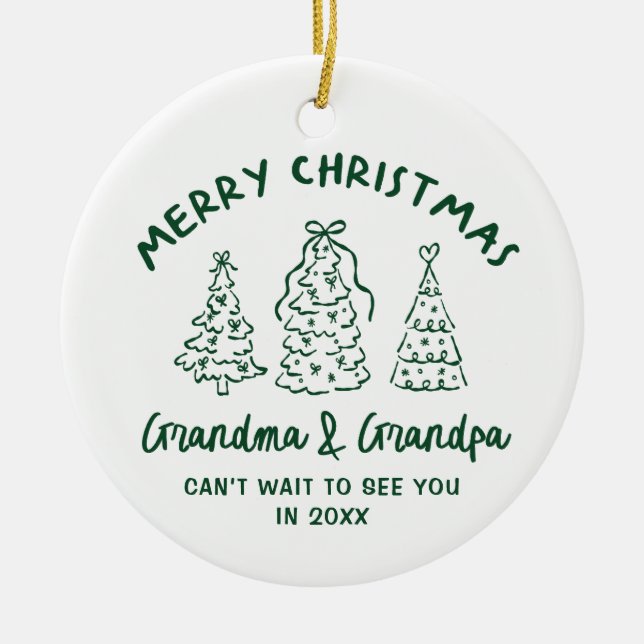 Adorno De Cerámica Whimsical Grandparents Pregnancy Announcement (Frente)