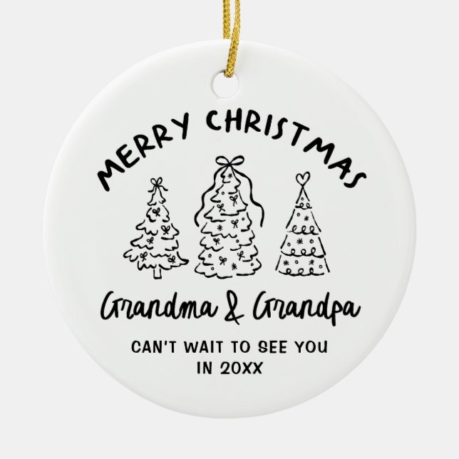 Adorno De Cerámica Whimsical Grandparents Pregnancy Announcement (Frente)