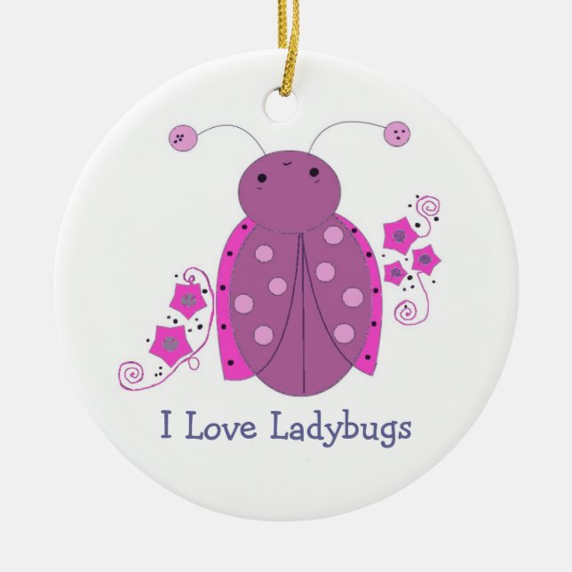 Adorno De Cerámica Whimsical Purple Ladybug (Frente)