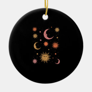 Adorno De Cerámica Whimsigoth Aesthetic Vintage Half Moon Sun
