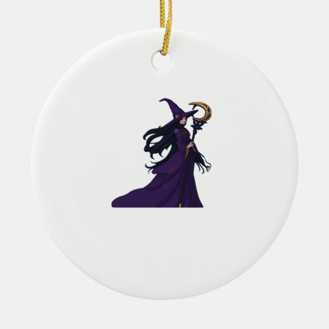 Adorno De Cerámica Whimsigothic Moon Witch (Frente)