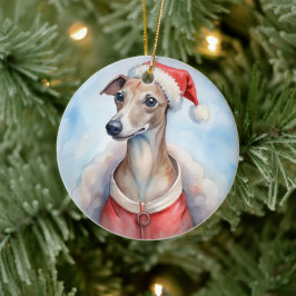 Adorno De Cerámica Whippet Christmas Ornament - Festive Holiday
