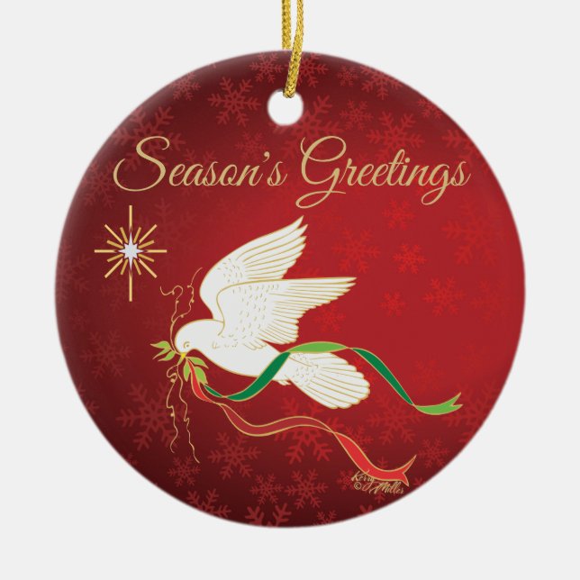 Adorno De Cerámica White Dove (Frente)