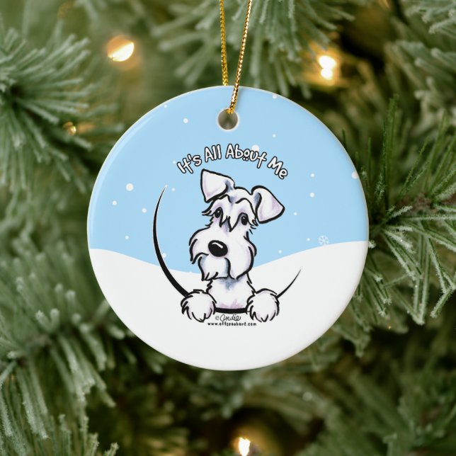 Adorno De Cerámica White Schnauzer Its All About Me Christmas (Árbol)