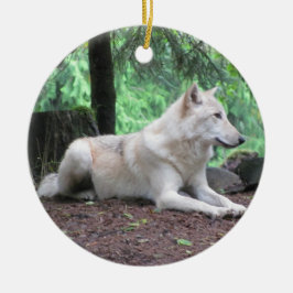 Adorno De Cerámica White Wolf hermoso
